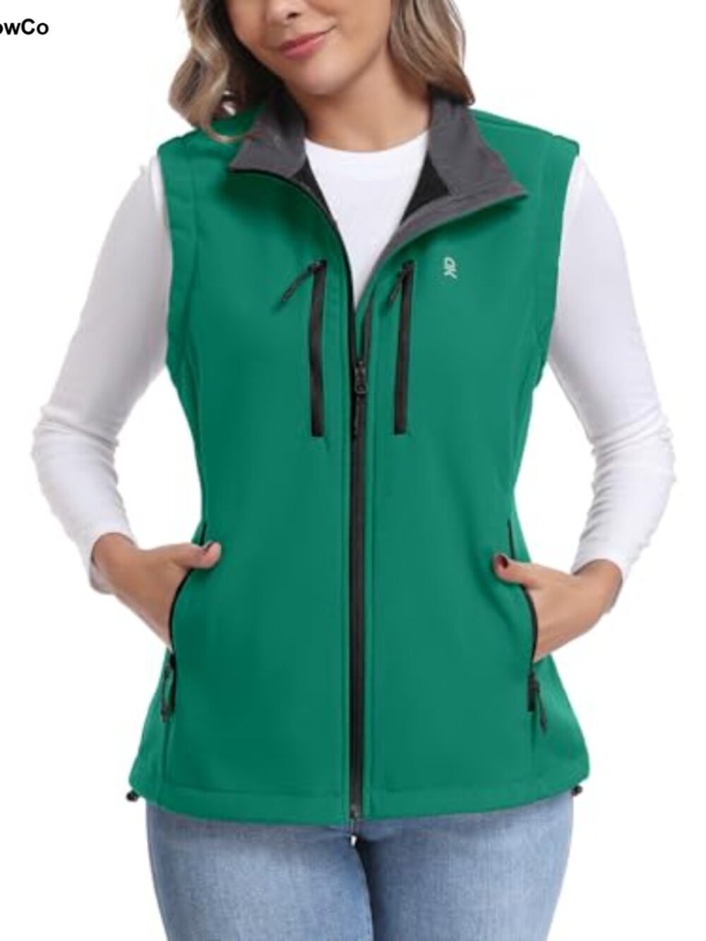 Women's Fleece Softshell Vest Windproof Water Repellent Multi-Pocket